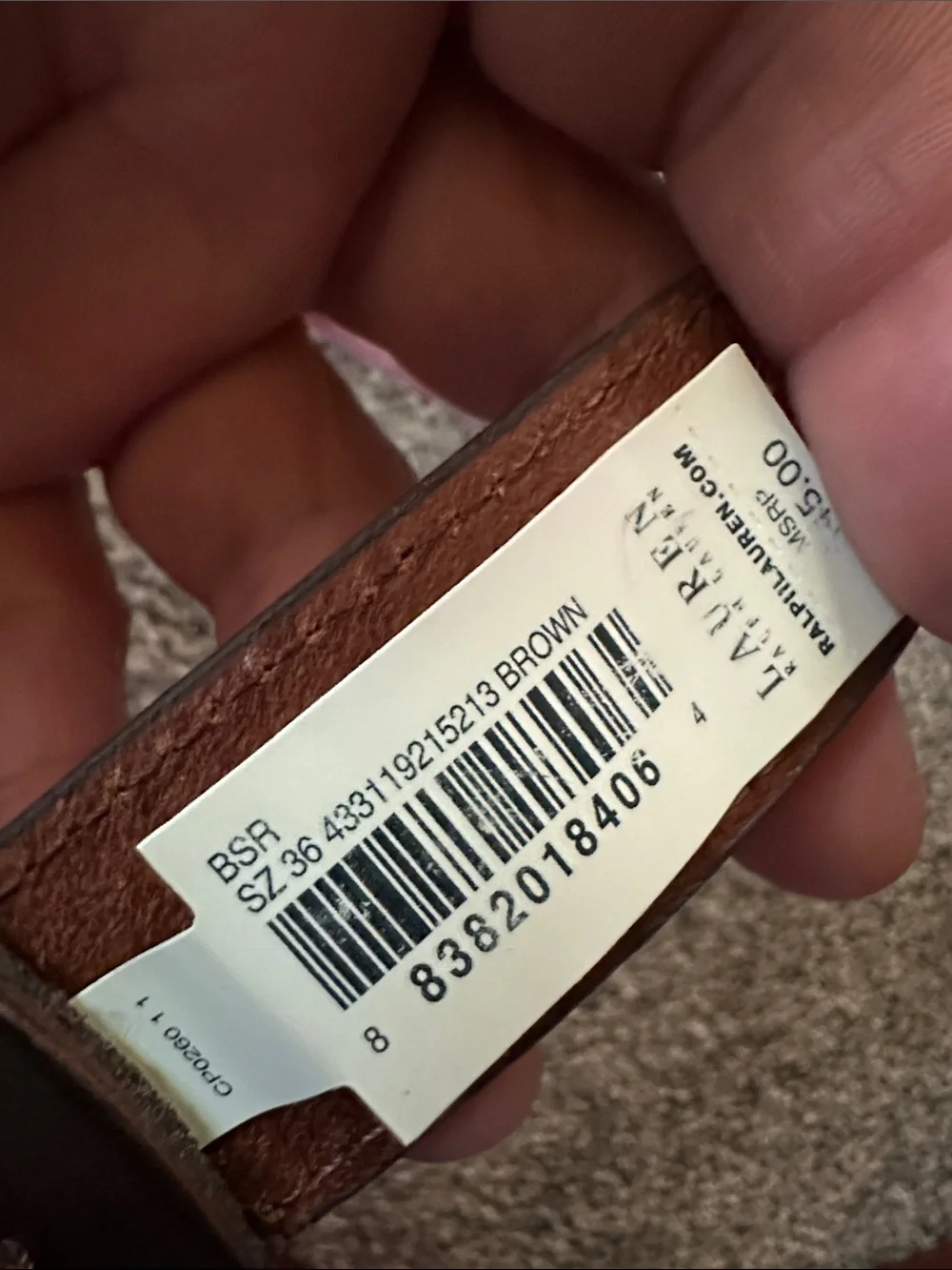 Lauren Ralph Lauren New Leather Men's Belt in Brown